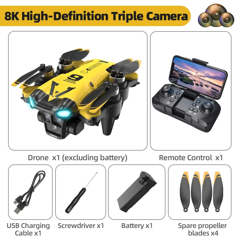 New B9 Pro RC Drone 4K 1080P Wide Angle Dual HD Camera Foldable Quadcopter WiFi FPV Altitude Hold， Long Endurance Drone - Equipped With Optical Flow Positioning And Dual High-definition Cameras, It Is The Perfect Gift For Adults And Aviation Photography E