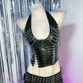 Y2K Cybergoth Gothic Corset Top for Women with Chain Tank Top Emo Clothing Grunge Style Cyber Punk Rock Rave Festival Bra Shirt