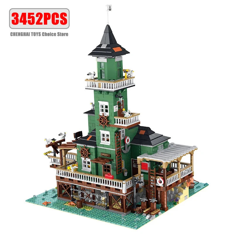 Creative Fisherman's Cabin Store Modular Building Blocks Brick Streetview Series City Architecture Model Sets Kid Toys Boys Gift