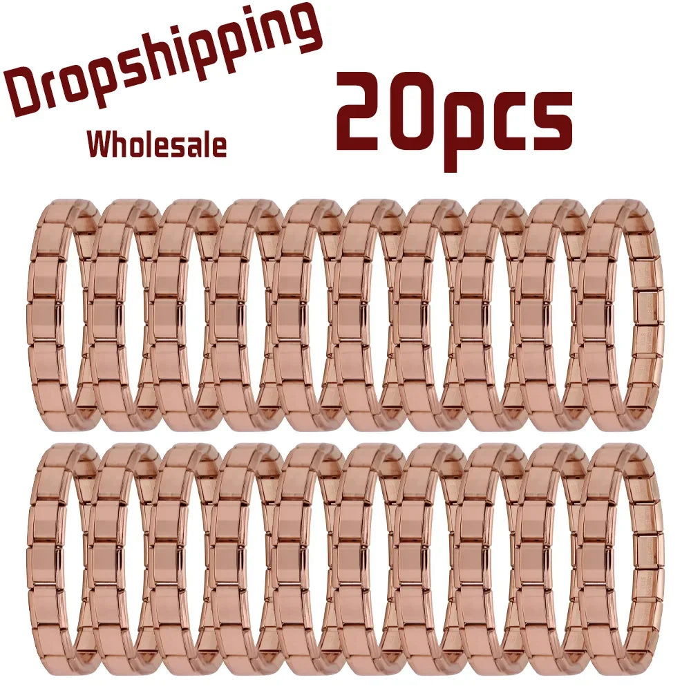 20pcs Wholesale Charms Italian Stainless Steel 9mm Colorful Style Elastic Bracelet Woman Men DIY Making Gift Bulk Dropshipping