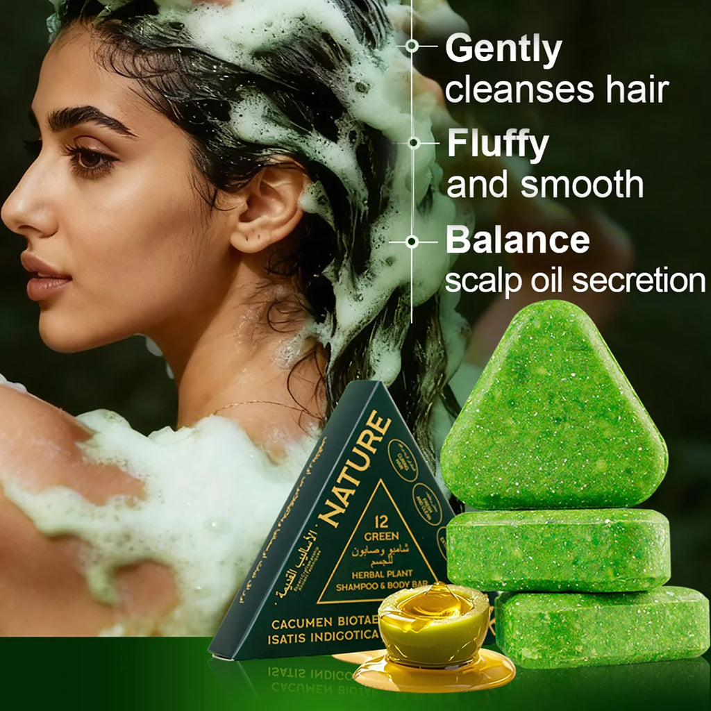 LKIAE Anti-Hair Loss Soap, With Natural Arborvitae Leaves, Usman Grass, Reduce Dandruff, Cleansing, Promote Hair Growth, Smooth