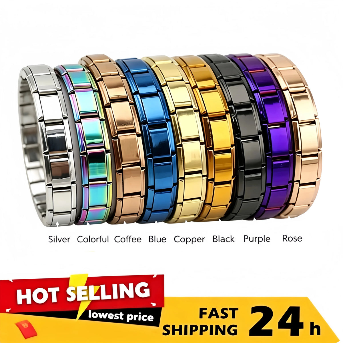 50pcs Italian Charm Stainless Steel 9mm Colorful Style Elastic Bracelet for Woman Men DIY Making GIft Dropshipping Wholesale