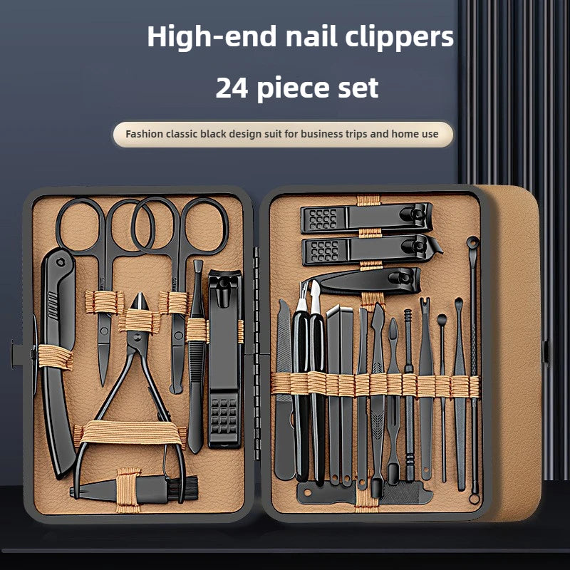 7/16/24Pcs Manicure Set Professional Nail Clipper Pedicure Kit Stainless Steel Nail Care Tool Grooming Kit with Luxurious Travel