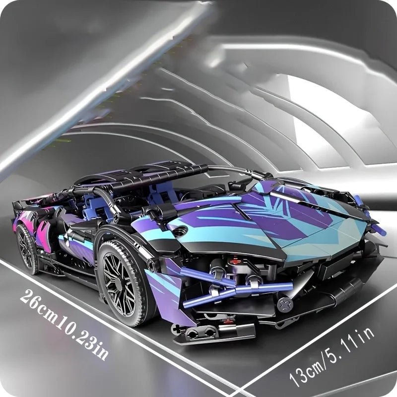 Colorful Sports Car Building Blocks Set with Attractive Patterns 623 Pieces Toy Car Kit And Model Enthusiasts