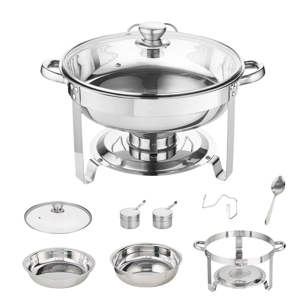 4 Qt Stainless Steel Chafing Dish Buffet Set 2 Pack Catering Warmer Server Vented Gl Manual Includes 2 Full Size Pans