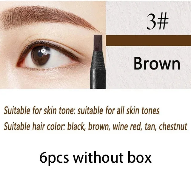6/12PCS Eyebrow Pencil Hard Core Wholesale Makeup Pull Line Haozhuang Brand Permanent Peel off White Black Waterproof Natural