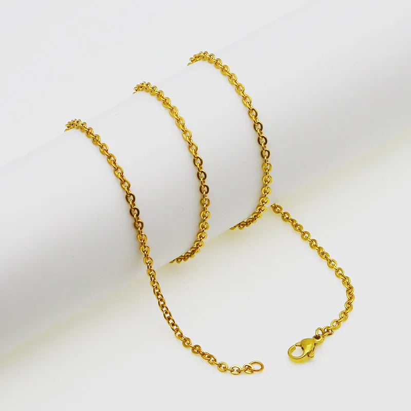 20pcs 304 Stainless Steel Plated PVD 18K Gold Flat Cable Chain Necklace for Bulk Wholesale