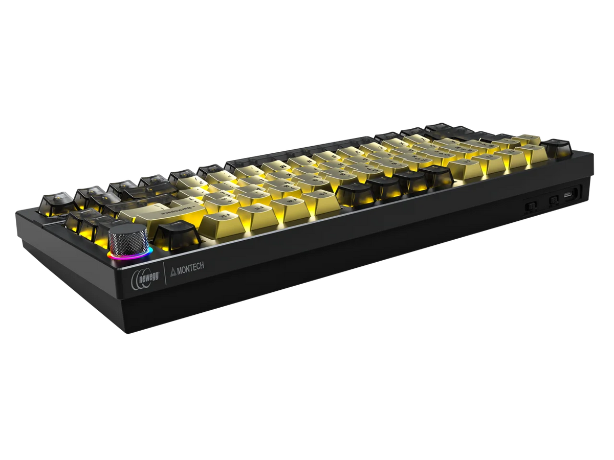 MONTECH MKey Pro Newegg 25th Anniversary Limited Gold Edition Mechanical Gaming Keyboard, Tri-Mode Bluetooth 5.2 / 2.4GHz Wireless / USB-C Wired, 75% Layout, Hot-Swappable, VIA/QMK, Gateron G Pro 3.0