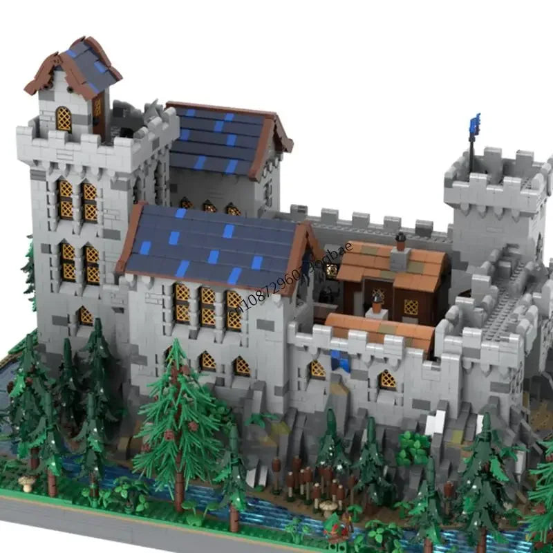 New 10003Pcs Moc European Medieval Street View Black Falc Castle  Model Diy Creative Ideas Toys Birthday Gifts Custom Puzzles