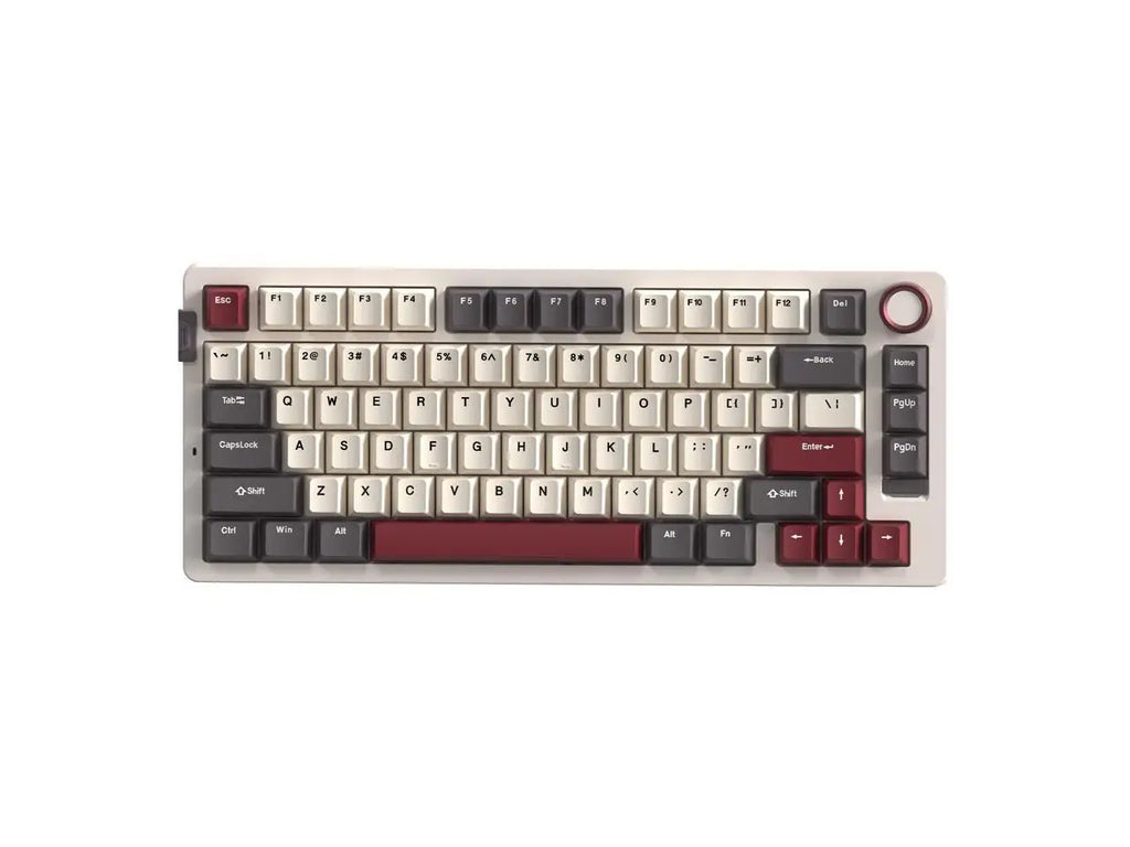 Rosewill Neon S75 Wireless Mechanical Gaming Keyboard, 80-Key Layout w/ Volume Knob, Bluetooth / 2.4GHz / USB-C, Hot-Swappable Blue Switches, RGB Backlit, 6000mAh Battery, Windows & macOS, White