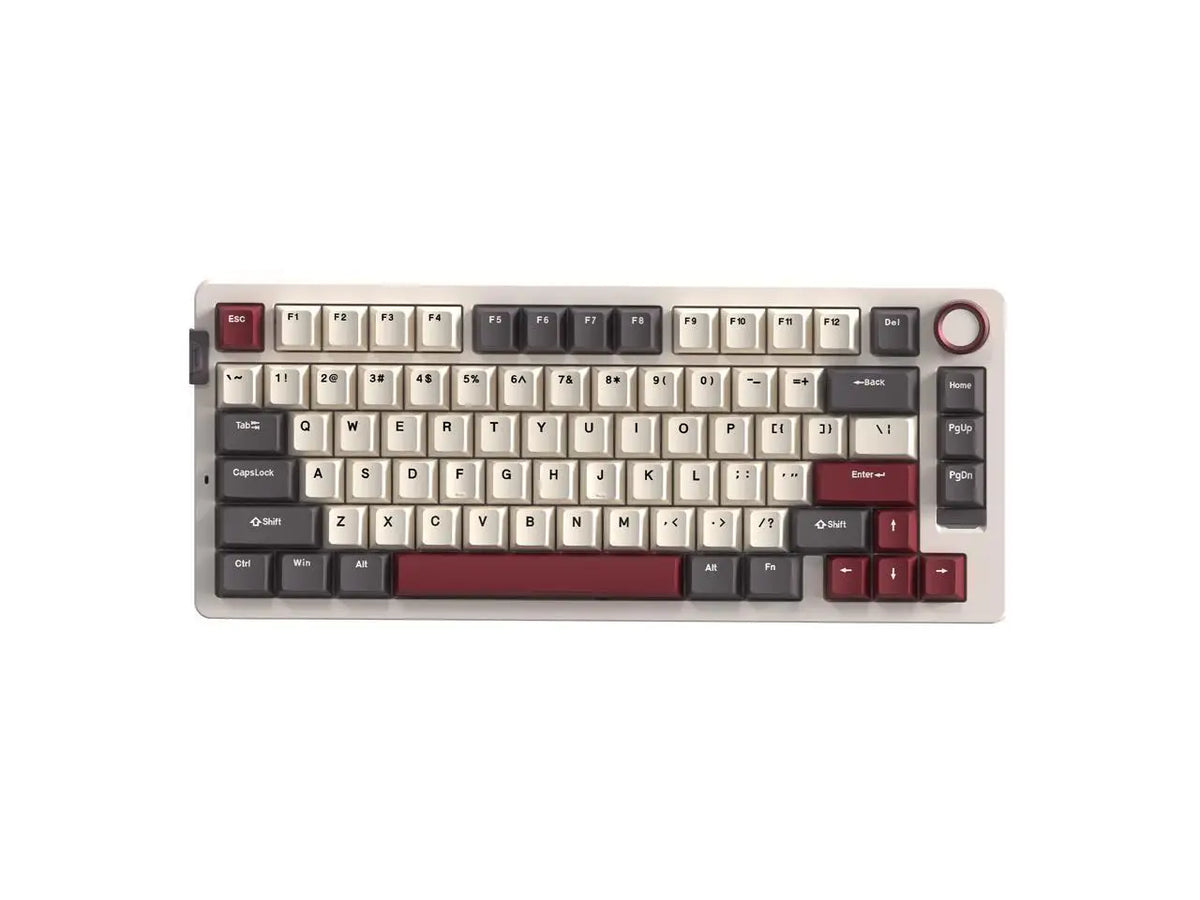 Rosewill Neon S75 Wireless Mechanical Gaming Keyboard, 80-Key Layout w/ Volume Knob, Bluetooth / 2.4GHz / USB-C, Hot-Swappable Blue Switches, RGB Backlit, 6000mAh Battery, Windows & macOS, White