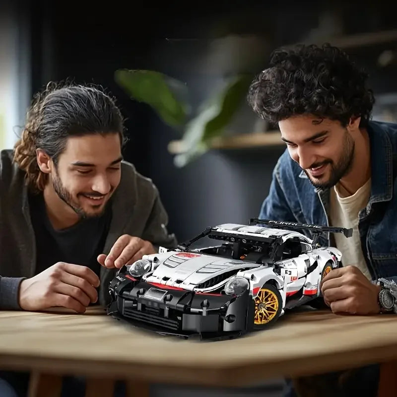 1205-Piece White Supercar Model Kit - Easy to Assemble, Ideal Birthday Gift for Car Enthusiasts