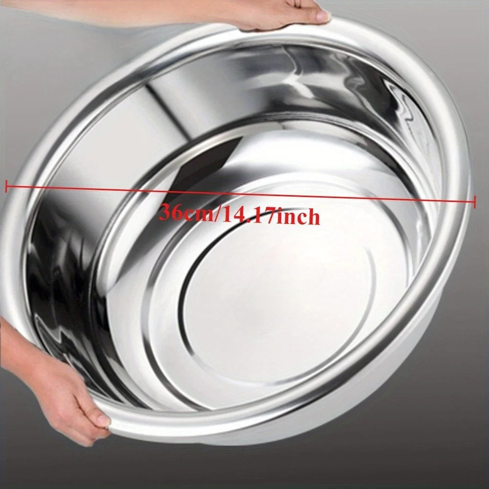 Oversized 36cm Metal Cooking Nesting Salad Bowls Large Capacity Washing Bowl Stainless Steel Mixing Bowl Set for Cooking