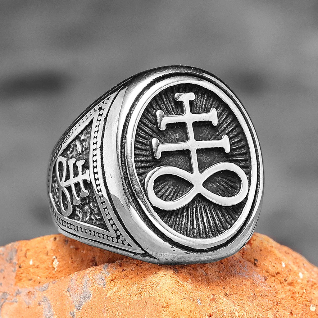 Vintage Lucifer Satan Stainless Steel Mens Rings Gothic Unique Punk  for Male Boyfriend Biker Jewelry Creativity Gift Wholesale