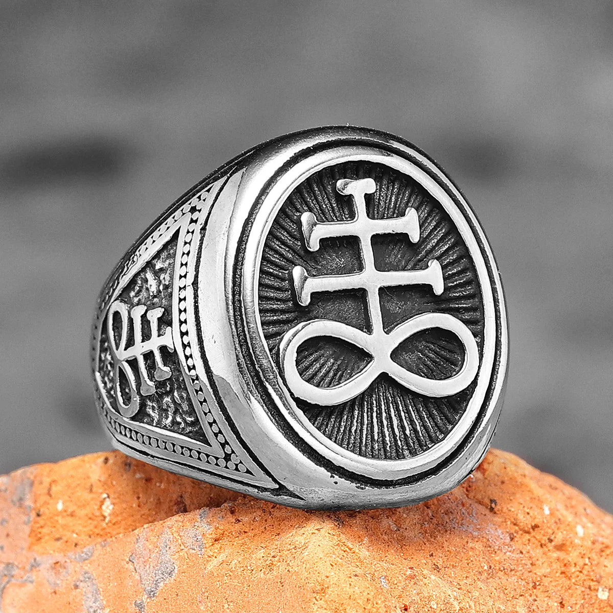 Vintage Lucifer Satan Stainless Steel Mens Rings Gothic Unique Punk  for Male Boyfriend Biker Jewelry Creativity Gift Wholesale
