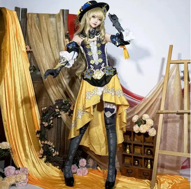 Navia Cosplay Costume Anime Cosplay Genshin Impact  Dress Uniform Wig Set Halloween Party Outfit for Women Dresses