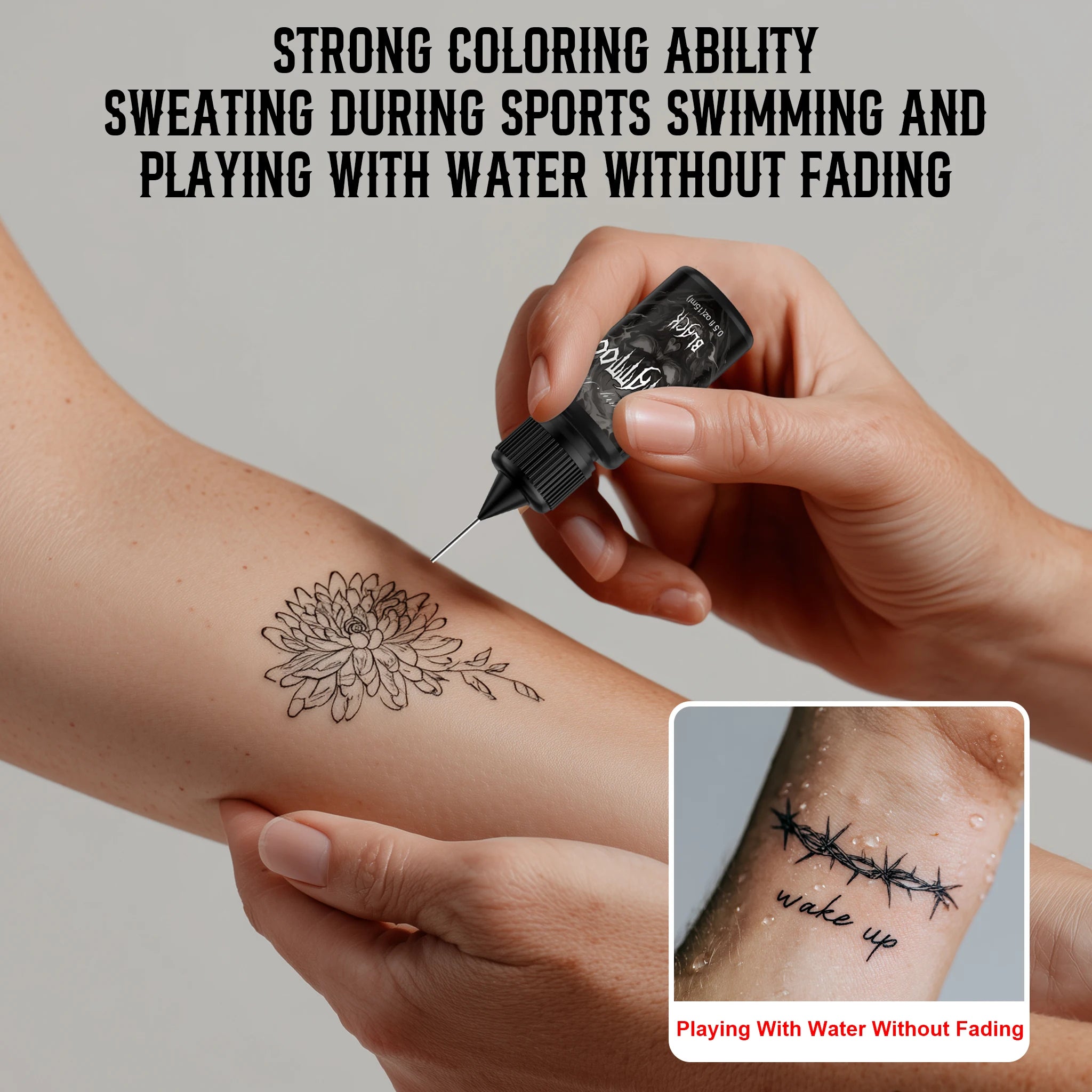 Temporary Tattoo Kit Semi Permanent Tattoo 6/12 Bottles Color Temporary Tattoo Ink 145/176 Pcs Stencils Kit for DIY Fake Tattoos