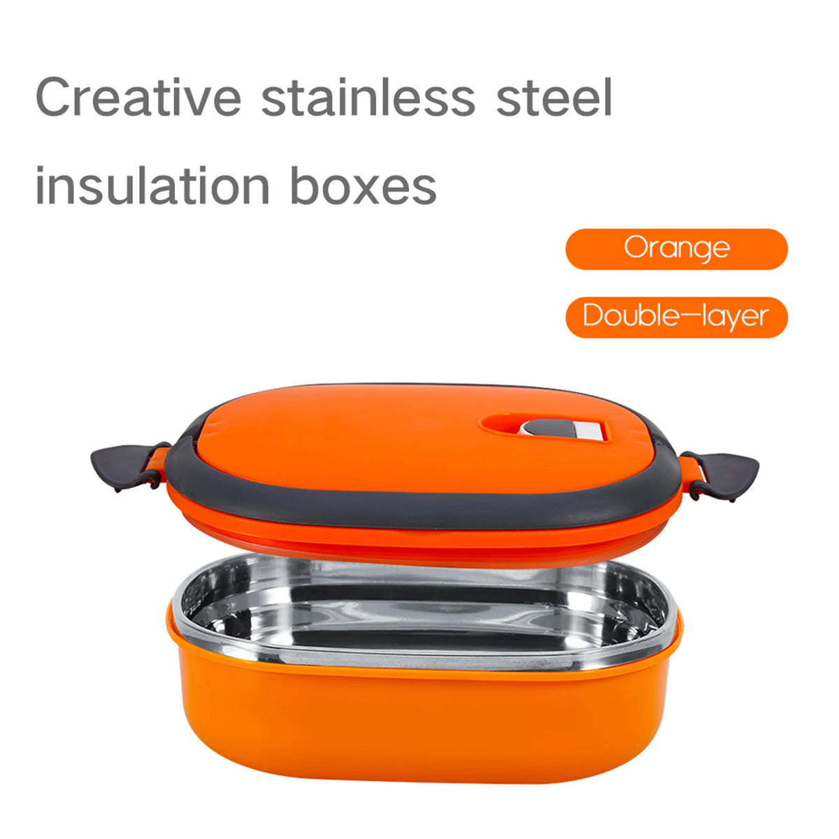 Stainless Steel Insulated Food Storage Supper Dinner Lunch Box 1 Layer Orange Lunch Box Container Stainless Steel Insulation Box