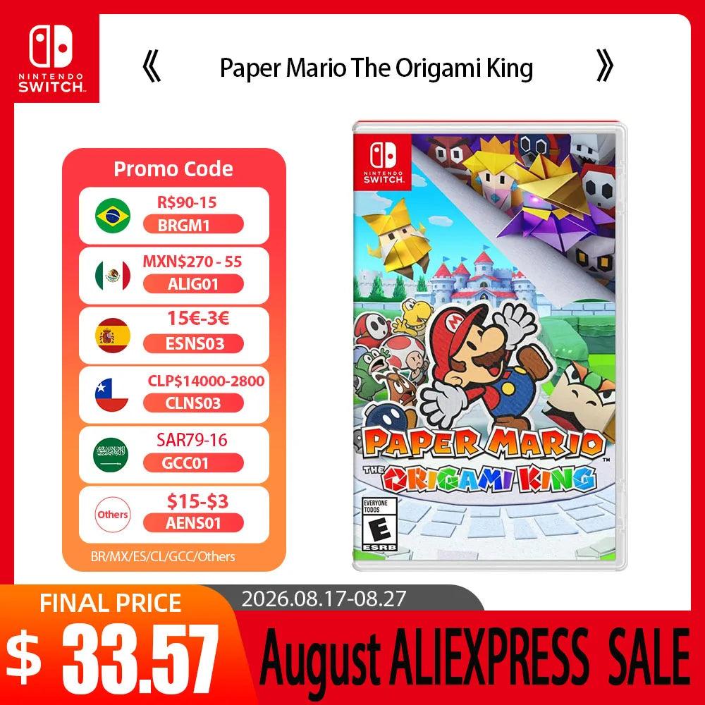 Paper Mario The Origami King -Nintendo Switch Game Deals - Solid Game Cassette Support For Multiple Languages