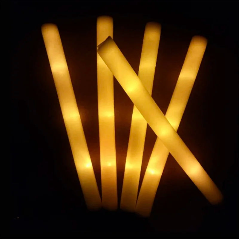 12/30/60Pcs LED Glow Sticks Bulk Colorful RGB Glow Foam Stick Cheer Tube Dark Light for Xmas Birthday Wedding Party Supplies
