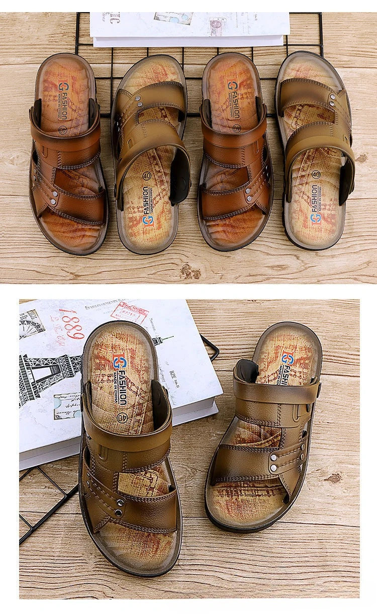 Sandals men's summer casual beach shoes men's Korean version of soft-soled outer wear dual-purpose oil-sprayed men's sandals