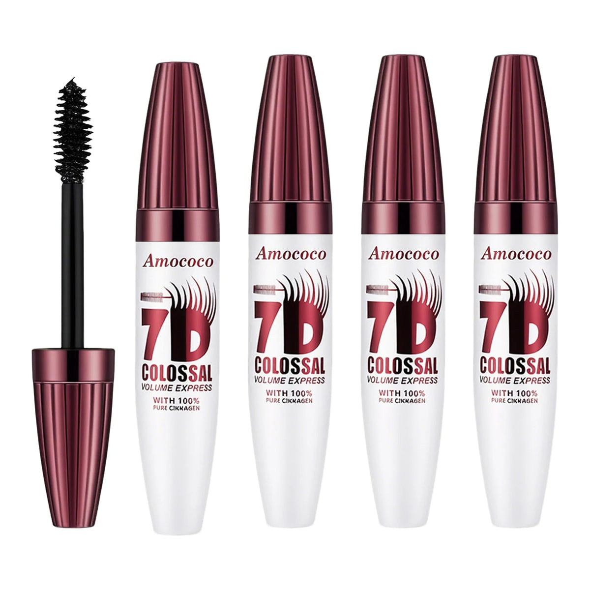 Amococo 2/4pcs 7D Mascara Black Volume Mascara for Eyelashes Eye Makeup Mascara for Women Long Lasting Lash Makeup Easy Apply Daily Beauty Cosmetic Makeup Gift