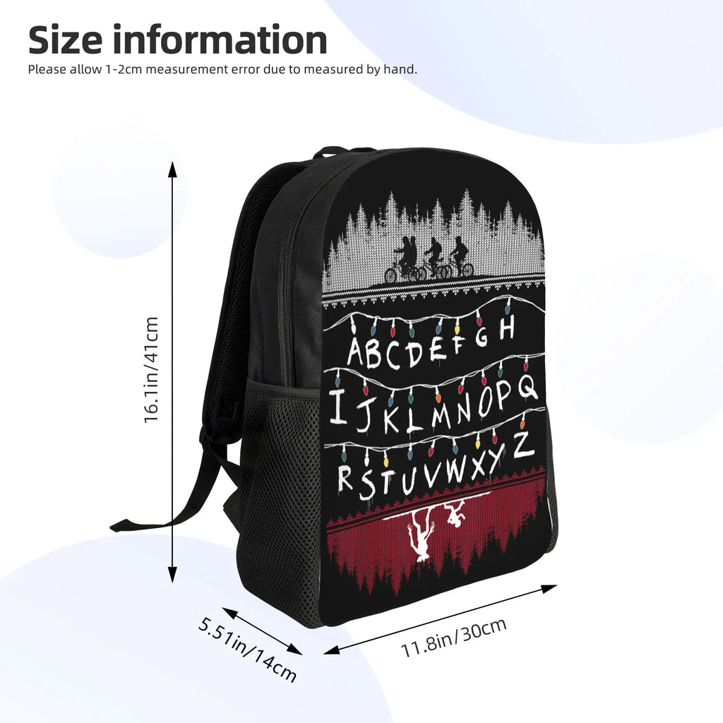 Alphabet Lights Cartoon Backpacks Women University Strangering Print High School Bags High Quality Rucksack