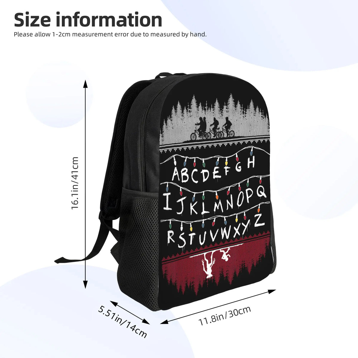 Alphabet Lights Cartoon Backpacks Women University Strangering Print High School Bags High Quality Rucksack