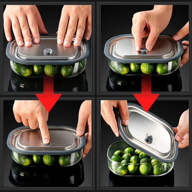 Food Grade High Borosilicate Glass Lunch Box Microwave Oven Insulation Bento Box Fruit Sealed Box Silicone Pad Square Lunch Box