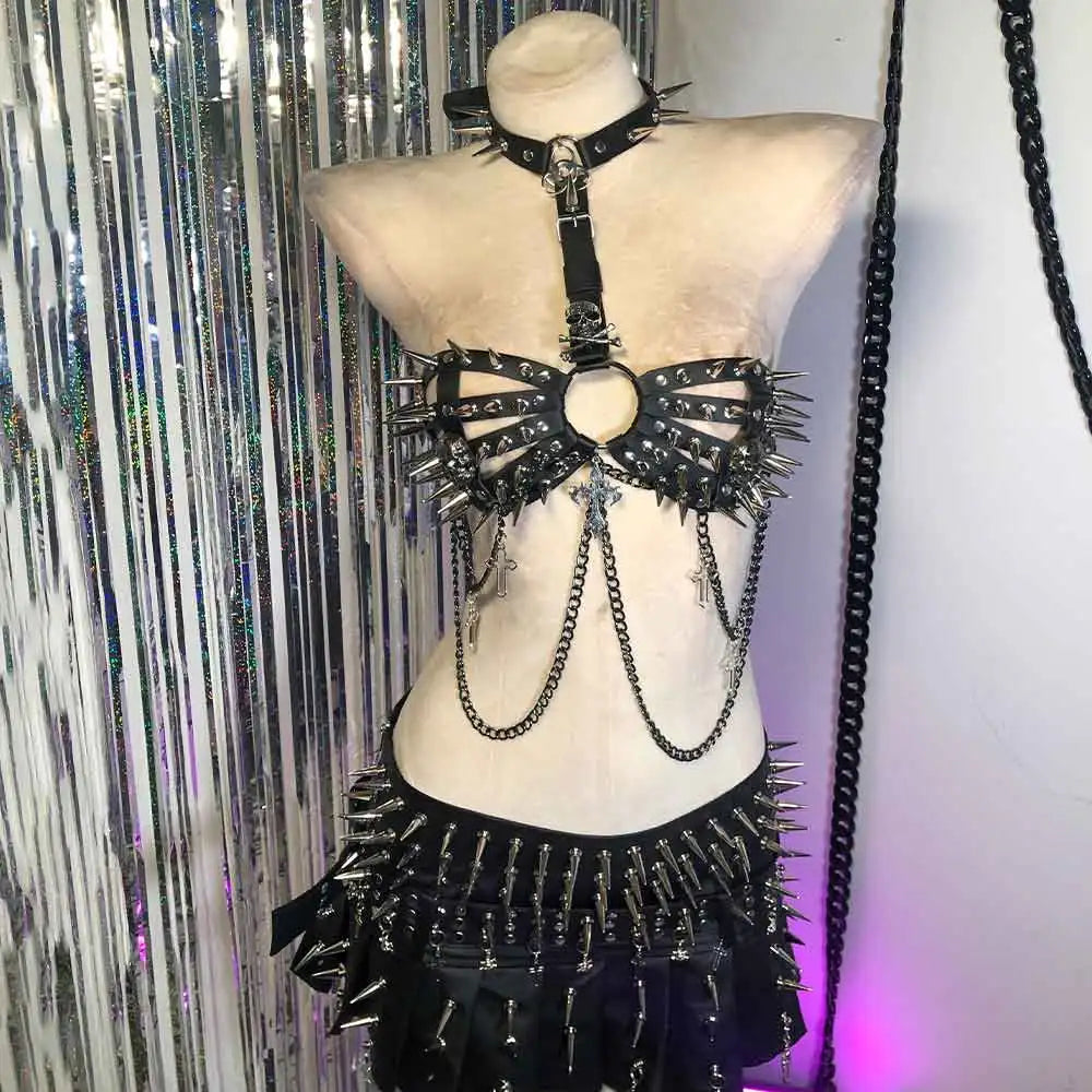 Cross Goth Eco Hand Made Grunge Gothic Tank Emo Club Wear E-Girls Harajuku Teen 90s Y2K TOPS DIY Kawaii Skull Punk Rock