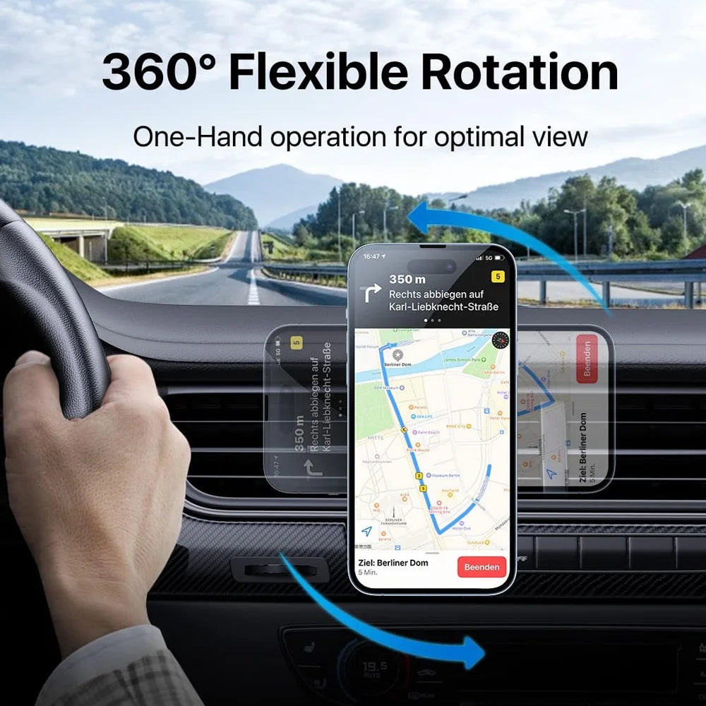 Car Magnetic Phone Holder 15W Magnetic Wireless Charger Phone Mount  LED Lights Magsafe Charger for iPhone Samsung Xiaomi