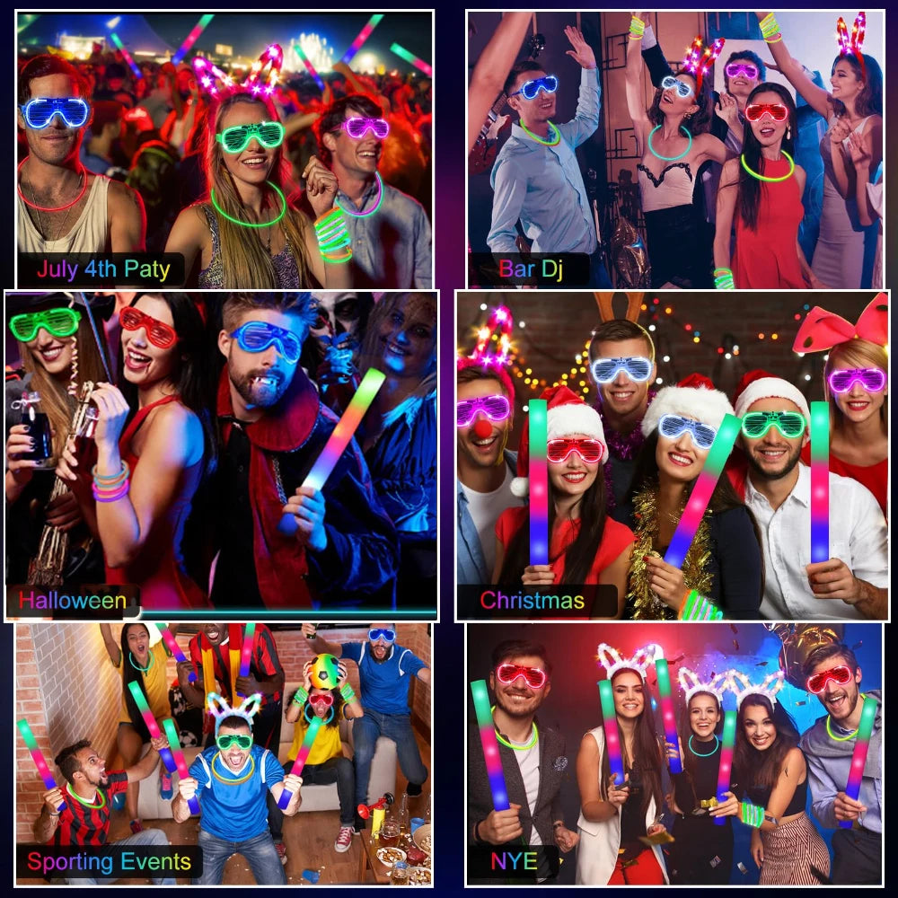 260PCS Glowing Party Set Decorations Neon Light Carnival Party, Suitable for Glow-in-the-Dark Wedding Party Accessories, Concert