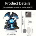 2D 8in Retro Bohemian Black Dragon Crystal Ball Flat Acrylic Landscape Design Mysterious Figurine Cool Tabletop Decora Gifts