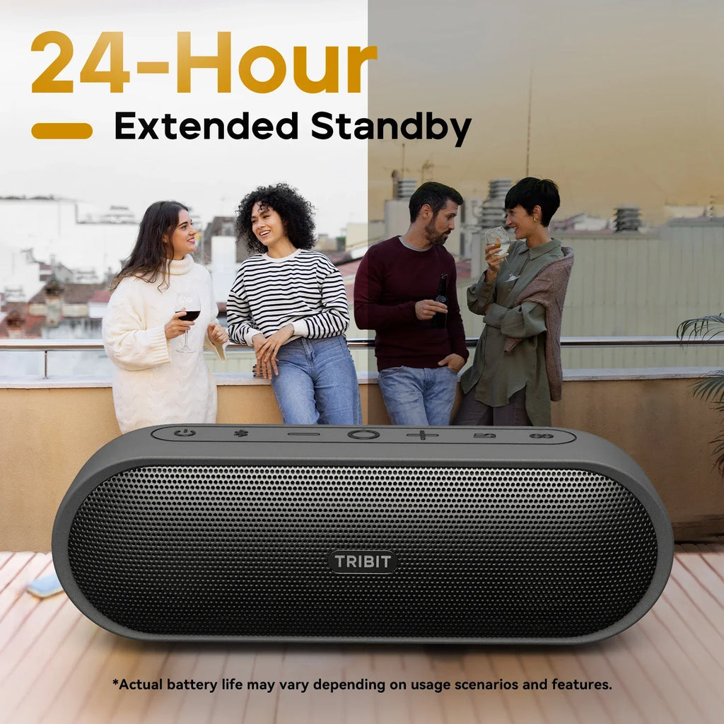 مكبر صوت بلوتوث محمول TRIBIT XSound Plus 2، قوة 30 واط، مكبر صوت لاسلكي مقاوم للماء بمعيار IPX7، وقت تشغيل 24 ساعة للتخييم والمشي لمسافات طويلة