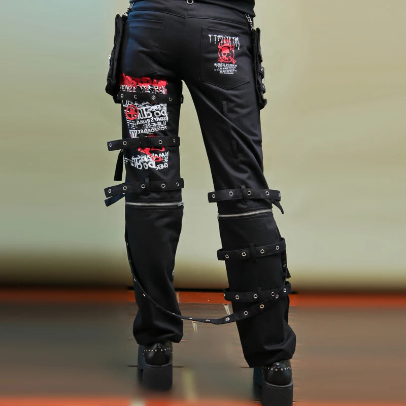 Y2k Jeans Pants Men Men's Jeans Punk Retro Skull Pattern Skeleton Gothic kill Matt Rock Printing Graffiti Straight Pants Neutral