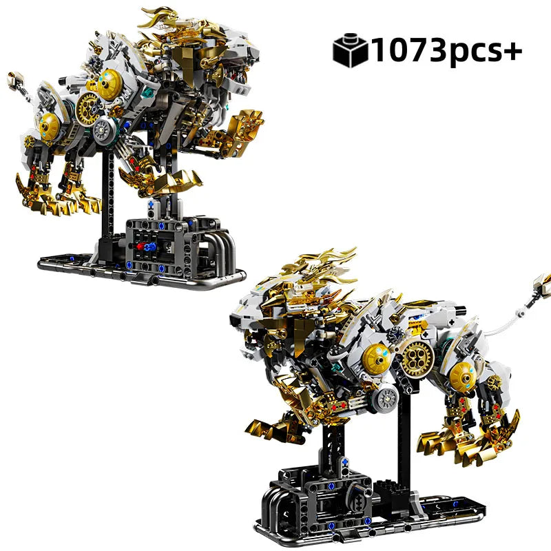 Creative Mechanical Lion Building Blocks Set STEM Educational Toys Kit DIY Tabletop Decorations Gift For Boys Girls 1073PCS