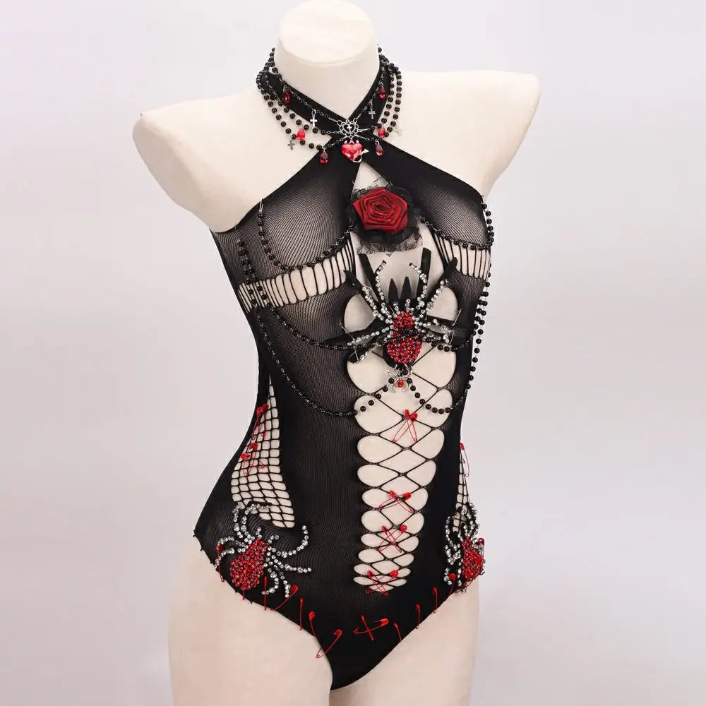 Goth Fashion Revival Hand Made Y2K TOPS Club Wear E-Girls Emo Harajuku Punk Rock Rose Spiders Grunge Eco Gothic Tank Pin