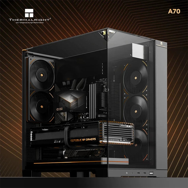 Thermalright A70 Panoramic Pillarless Mid-Tower Gaming Desktop Case - Three-Sided Glass Panels / Supports 360mm Liquid Cooling