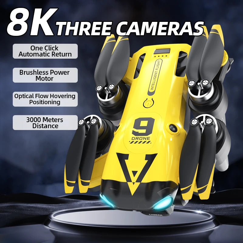 New B9 Pro RC Drone 4K 1080P Wide Angle Dual HD Camera Foldable Quadcopter WiFi FPV Altitude Hold， Long Endurance Drone - Equipped With Optical Flow Positioning And Dual High-definition Cameras, It Is The Perfect Gift For Adults And Aviation Photography E