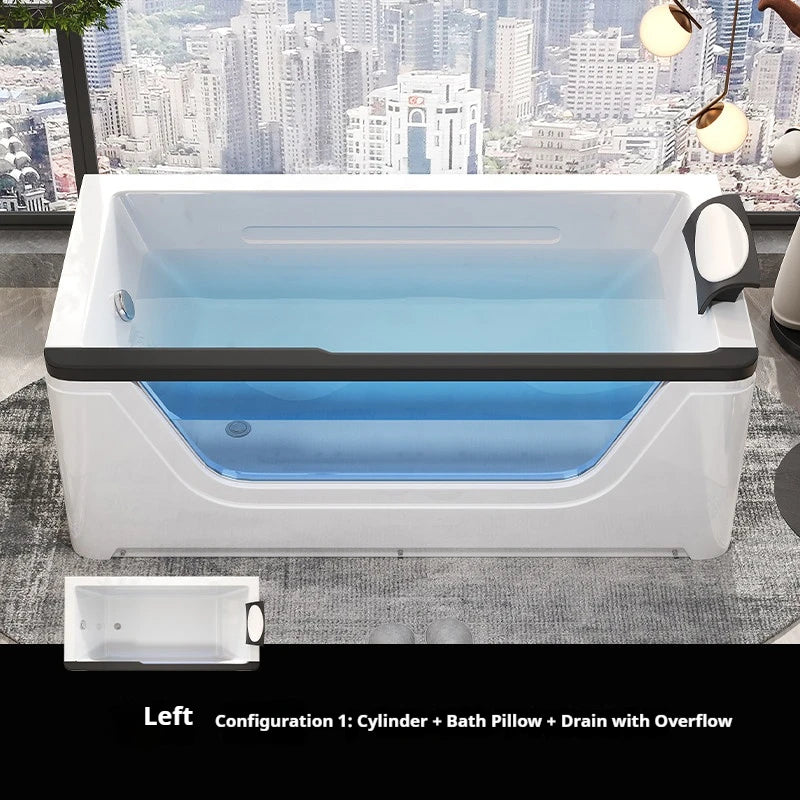2 Person Acrylic Jacuzzi Hot Tub with Waterfall Whirlpool Massage - Intelligent Heating System, Large Spa Pool for Home Bathroom