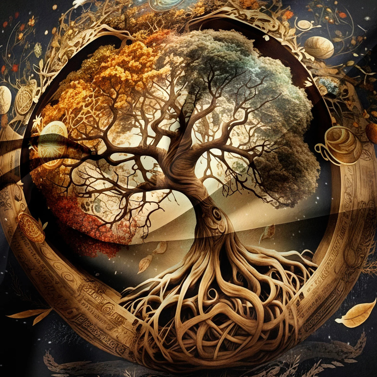 3pcs Set Universe Tree of Life Mystical High Definition Print Duvet Cover Home & Dorm Nordic Style Cosmic Tree Texture Bedding ﻿
