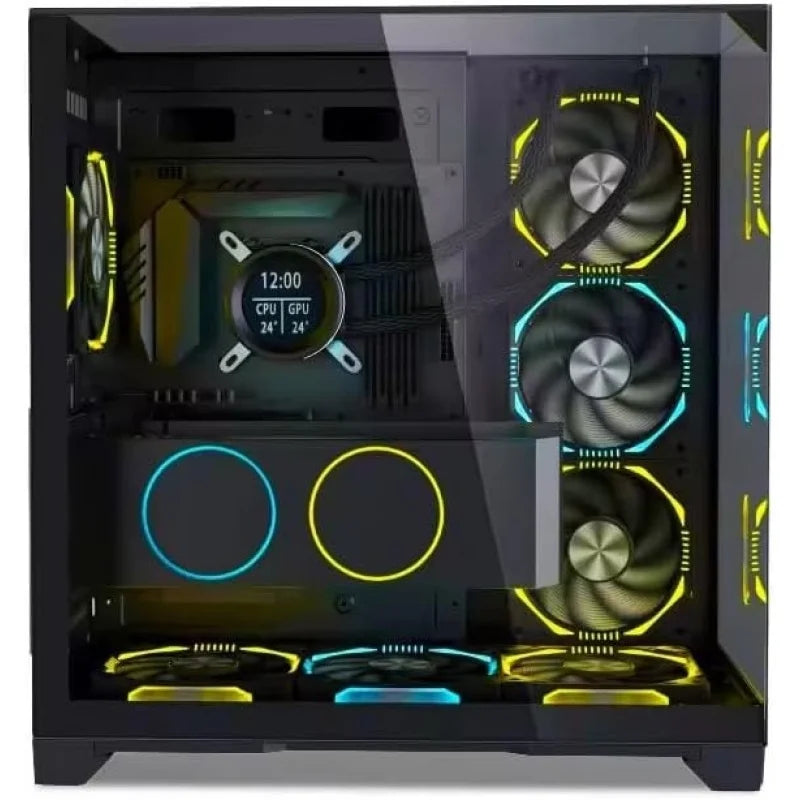 HALL GAMING O11 Vision Compact Stainless Steel ATX Mid Tower PC with Contact Back Support - O11VPX Black Case PC