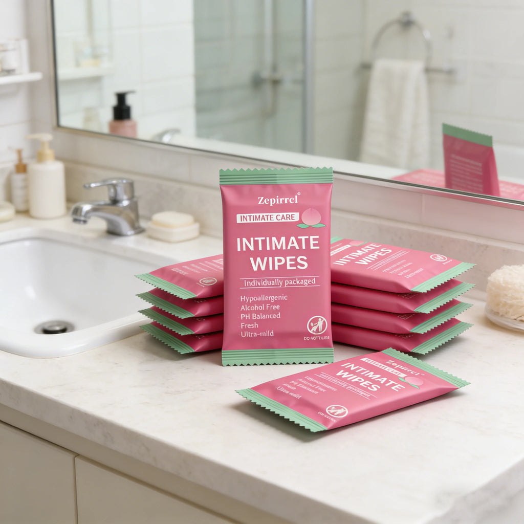 2 Boxes of Disposable Feminine Intimate Wipes, Ph Balanced, Gentle and Skin-Friendly, Individually Packaged, Suitable for Daily Use, Menstruation, Travel, Fitness, and Postpartum Use Each Box Contains 60 Tablets