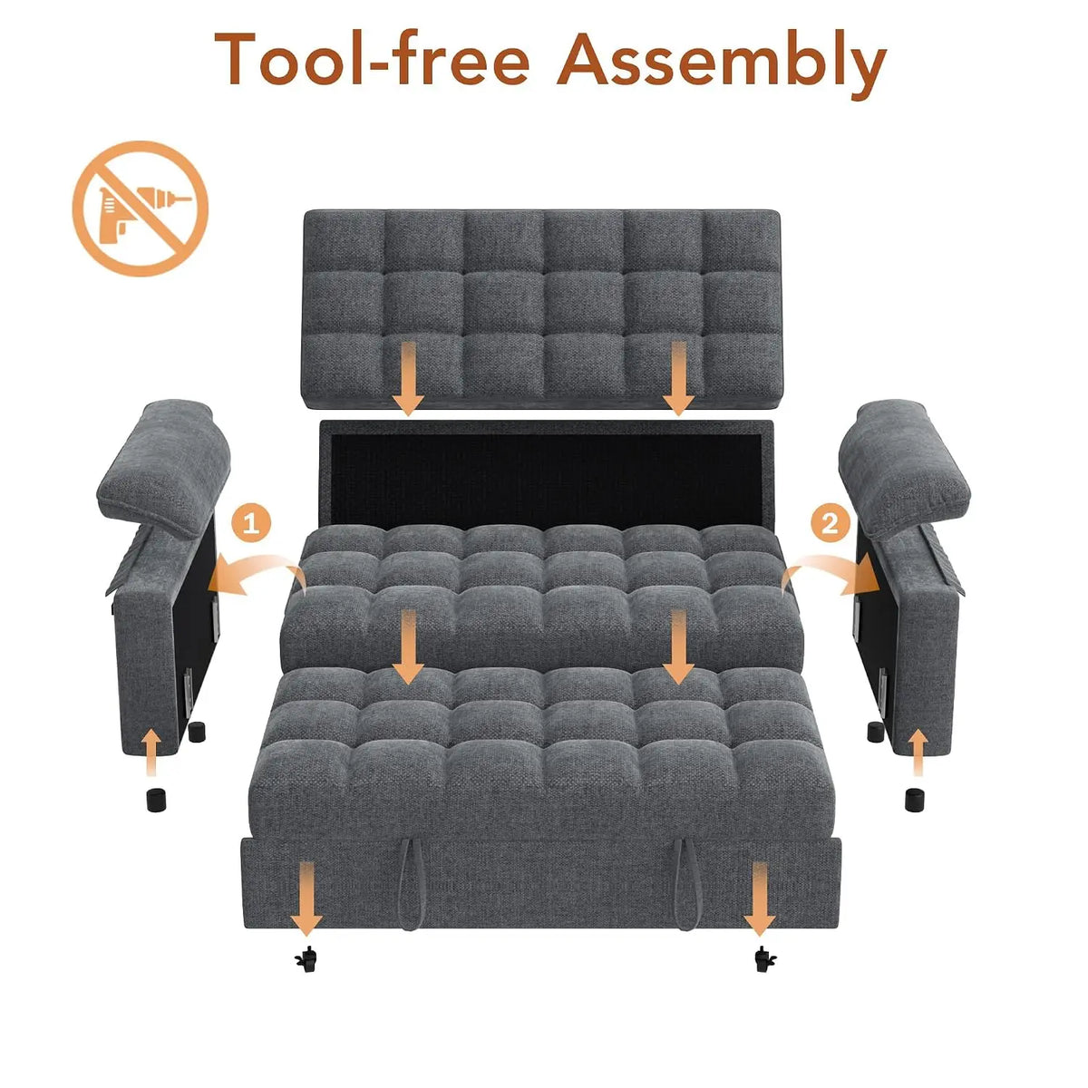 Sleeper Sofa Bed, 70" Pull Out Futon Couch with Small Table| USB Port | Side Pockets | Tool-Free Assembly |, Customized