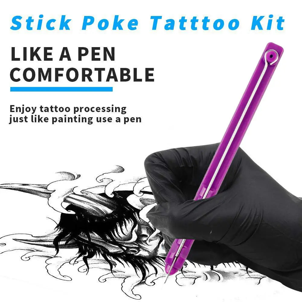 3D Hand Poke and Stick Tattoo Kit DIY Tattoo Ink Needles Set for Body Art Hand Poke Stick Tattoo Beginners Practice Kit