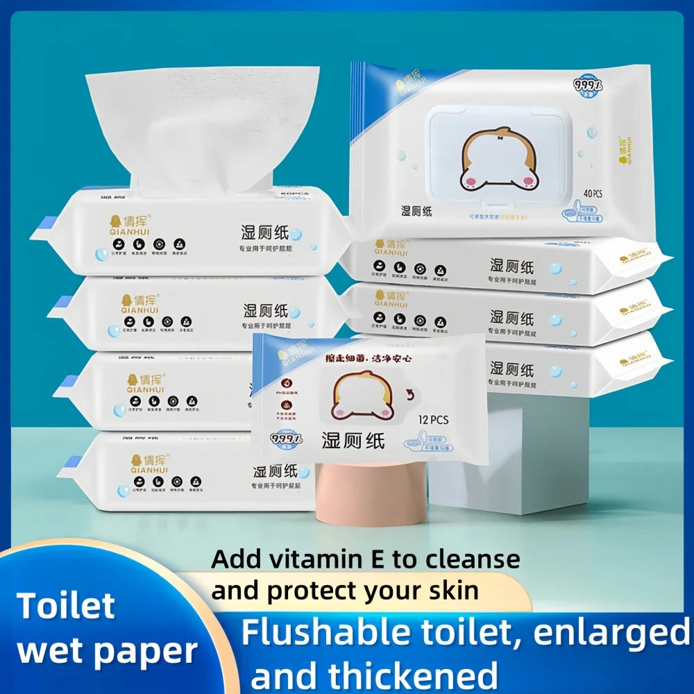 80 Pieces/Pack, Wet Toilet Paper, for Men and Women to Clean Their Private Parts, Wipe Their Buttocks, Antibacterial Toilet Wet