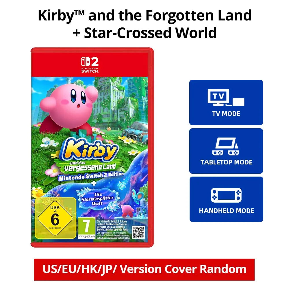 Nintendo Switch 2 Game  -Kirby and the Forgotten Land  + Star-Crossed Worldr - NS2 Switch Game Card