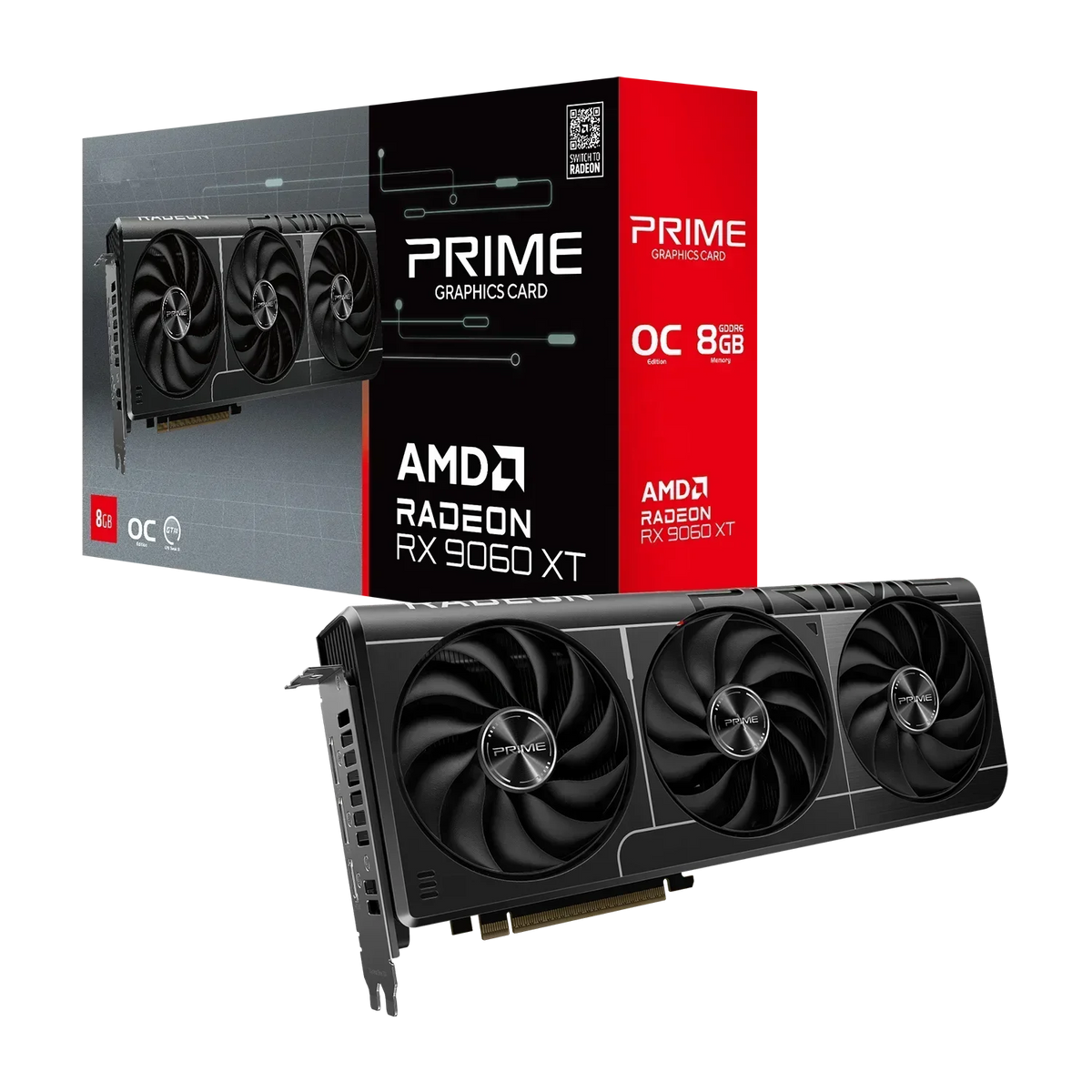 2025 New Prime Radeon RX9060 XT OC Edition 8GB GDDR6 PCIe 5.0 VGA RX 9060XT GPU RX9060 XT Video Card for Gaming PC Desktop