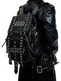 Original Design Rivet Bullet Decorative Backpack Punk Backpack Fashion Black Leather Backpacks