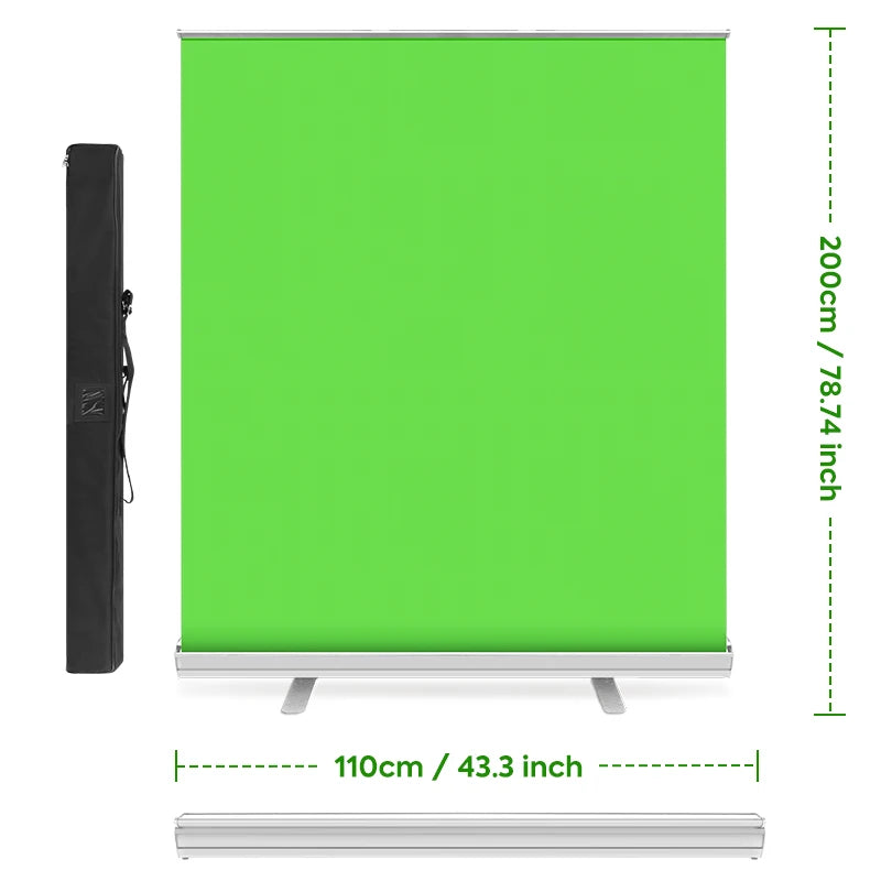 Green Screen,Portable Pull Up Wrinkle Resistant Polyester Green Background Screen, Chroma Key Green Panel For Video Live Game
